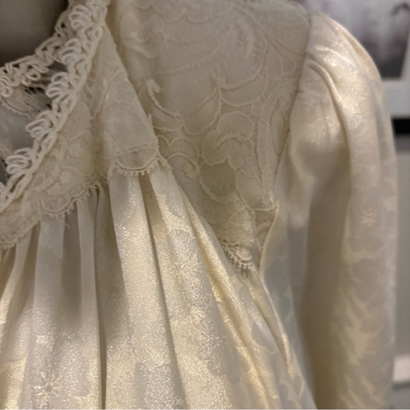 Christian Dior Lingerie Housecoat Laced  Duster White Kimono Belted M Robe - Picture 6 of 11